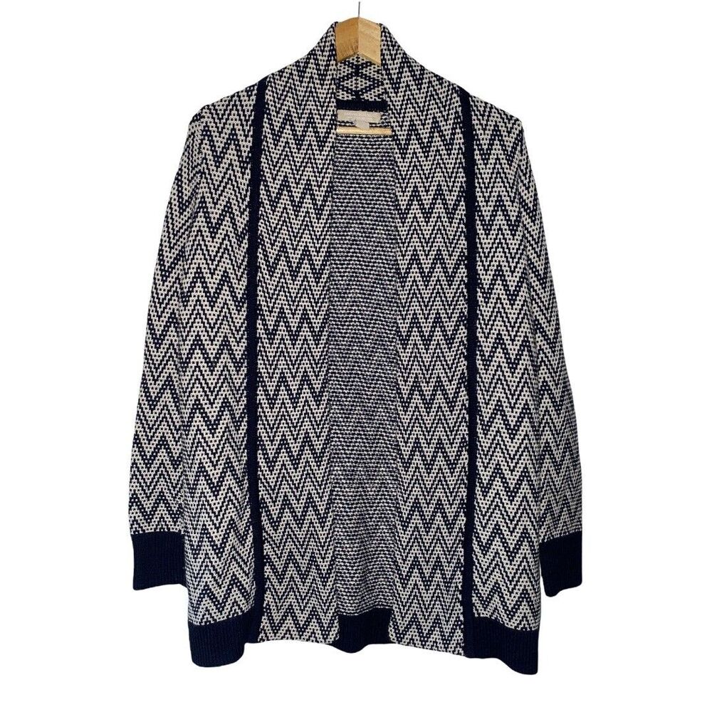 Banana Republic Merino Wool Navy Chevron Open Cardigan sz S